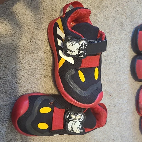 Mickey Mouse Adidas size 7K Red, Black, white, and yellow No Box - Picture 2 of 6